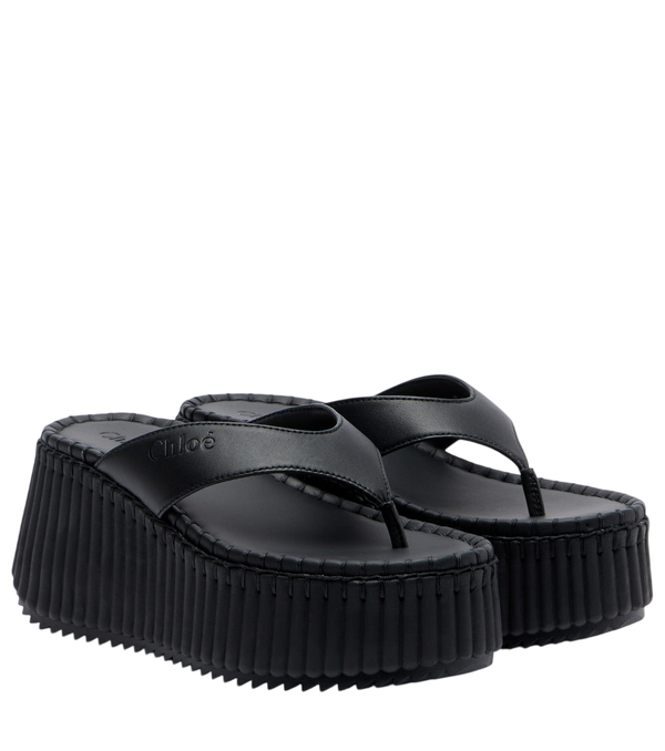 Chloé Nama leather platform thong sandals