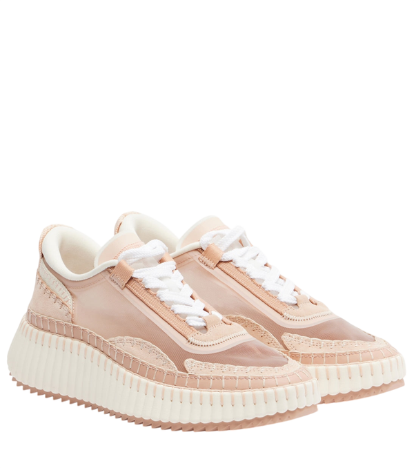 Chloé Nama leather-trimmed platform sneakers