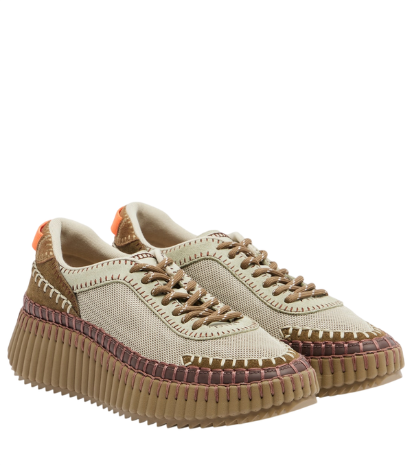 Chloé Nama leather-trimmed platform sneakers