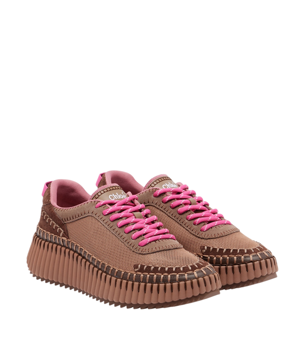 Chloé Nama leather-trimmed platform sneakers