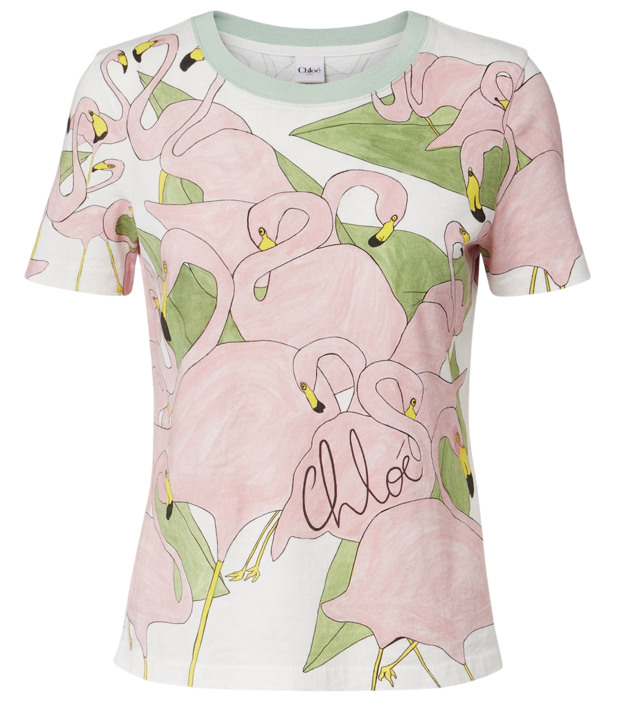 Camiseta de punto de algodón estampado Chloé