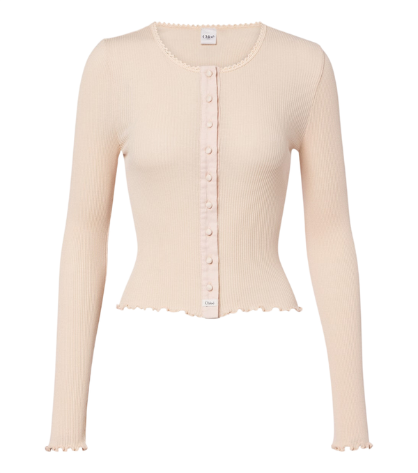 Chloé Ribbed-knit cotton and silk cardigan