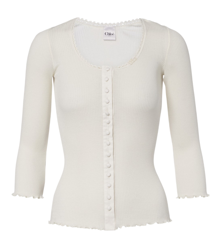 Chloé Ribbed-knit cotton and silk jersey top