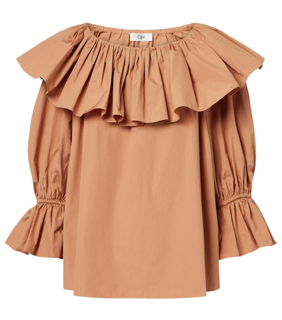 Chloé Ruffled cotton poplin blouse
