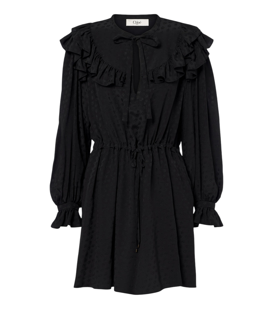 Chloé Ruffled jacquard silk minidress