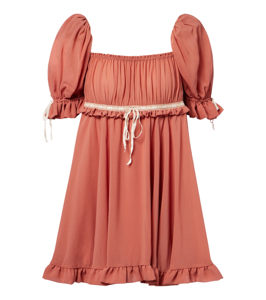 Mini-robe en georgette de soie à volants Chloé