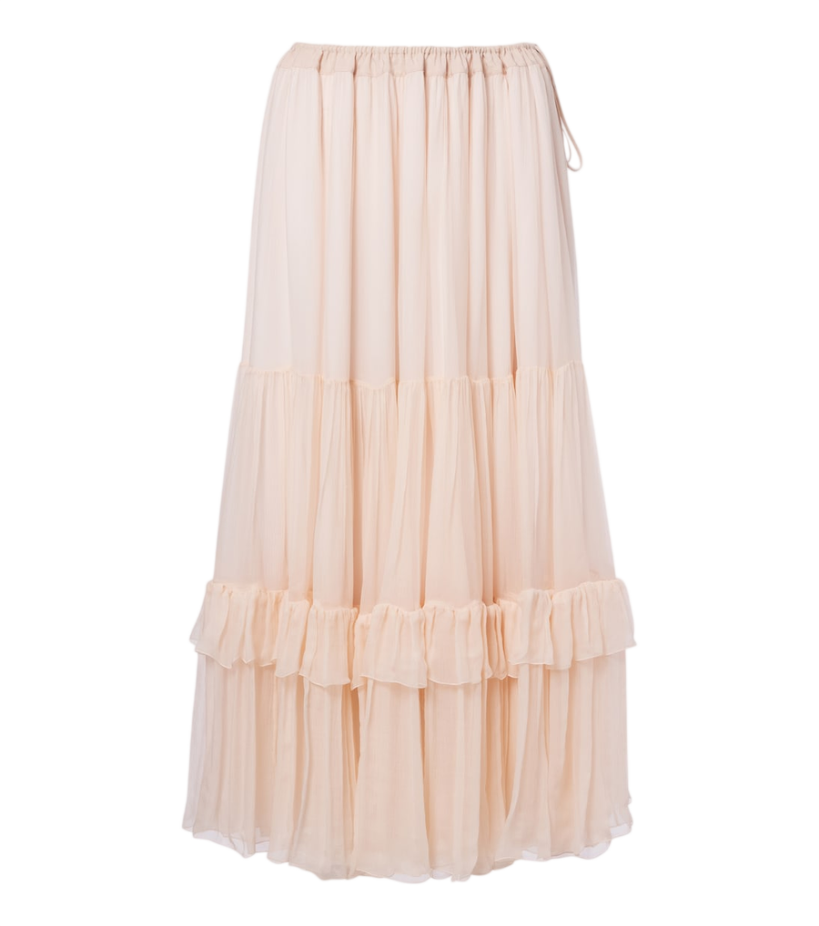Falda midi de seda con volantes Chloé