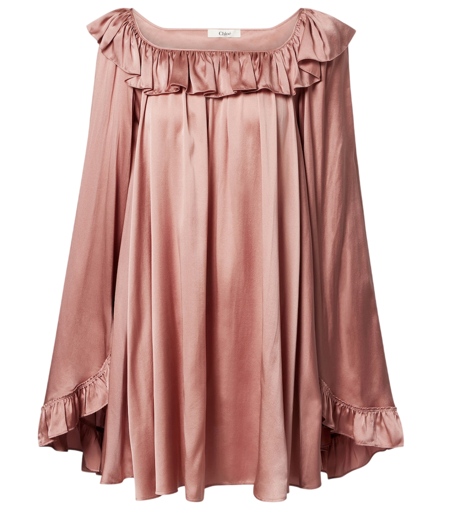 Chloé Ruffled silk satin minidress