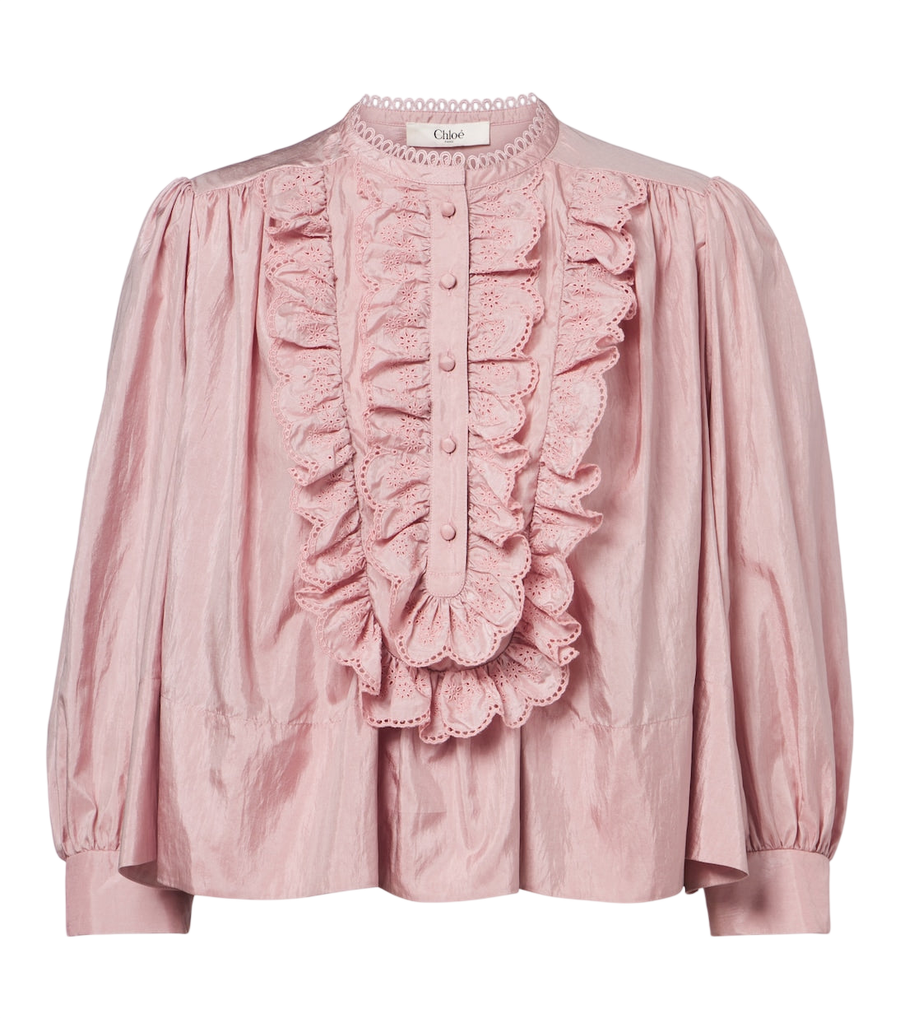 Blusa de tafetán con volantes Chloé