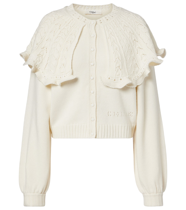 Chloé Ruffled wool and cashmere cardigan