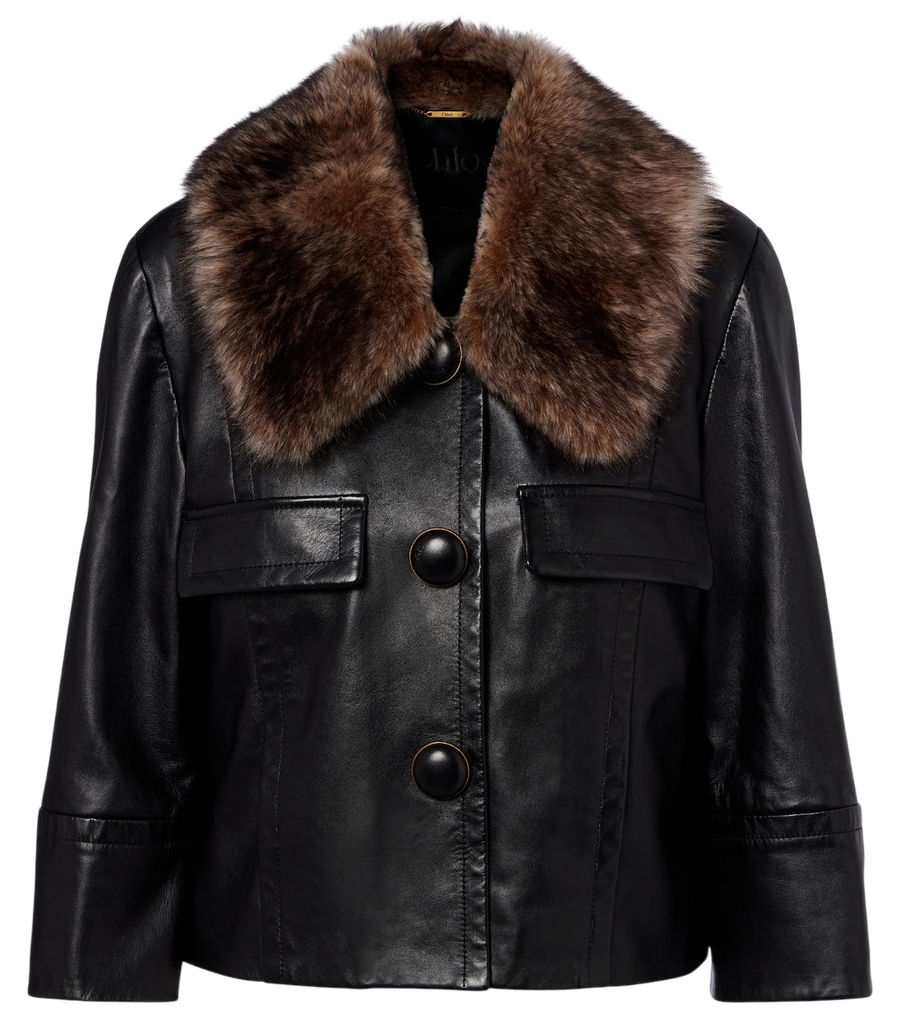 Chloé Shearling-trimmed leather jacket