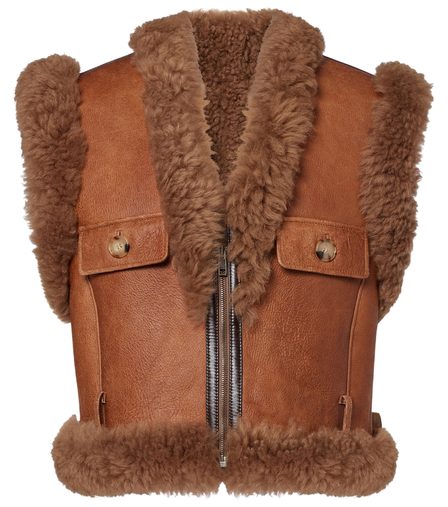 Chloé Shearling-trimmed leather vest