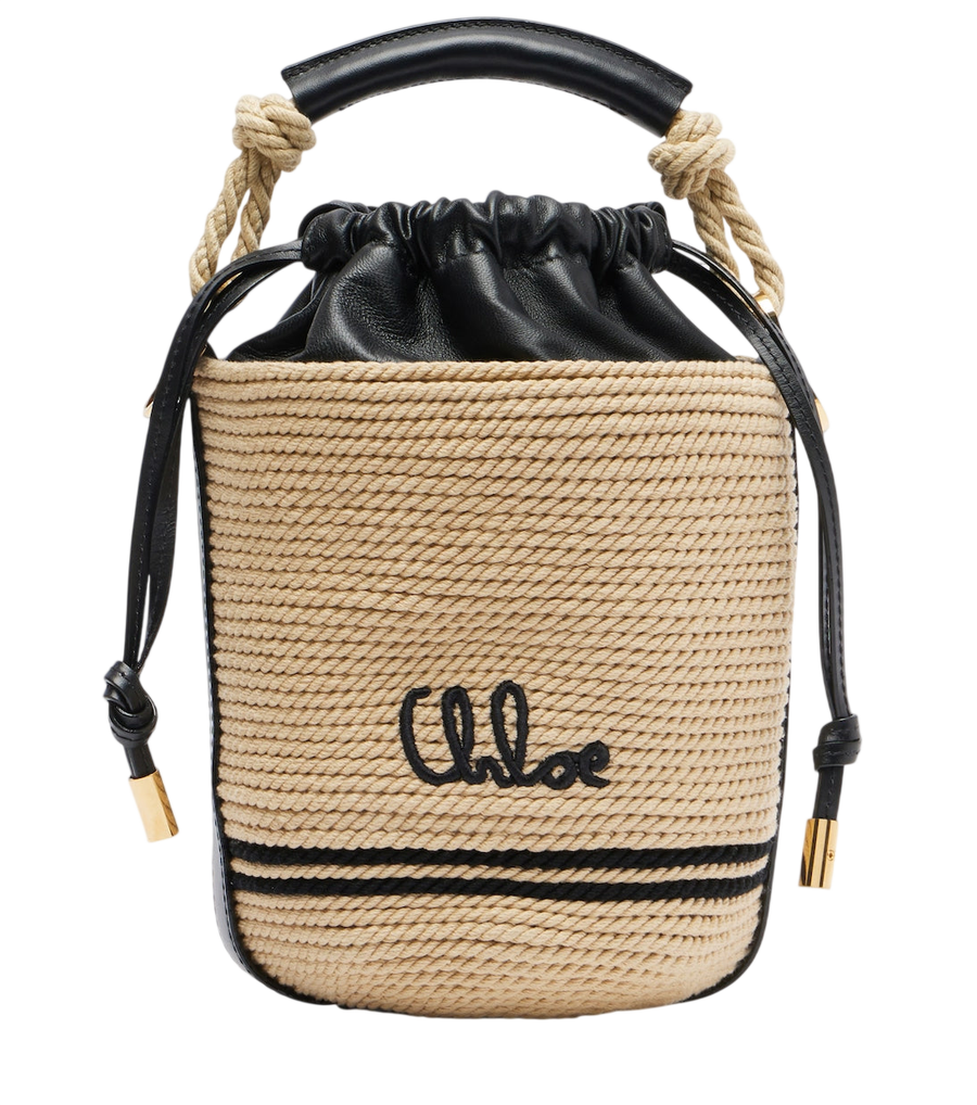 Chloé Soleil Mini raffia-effect bucket bag
