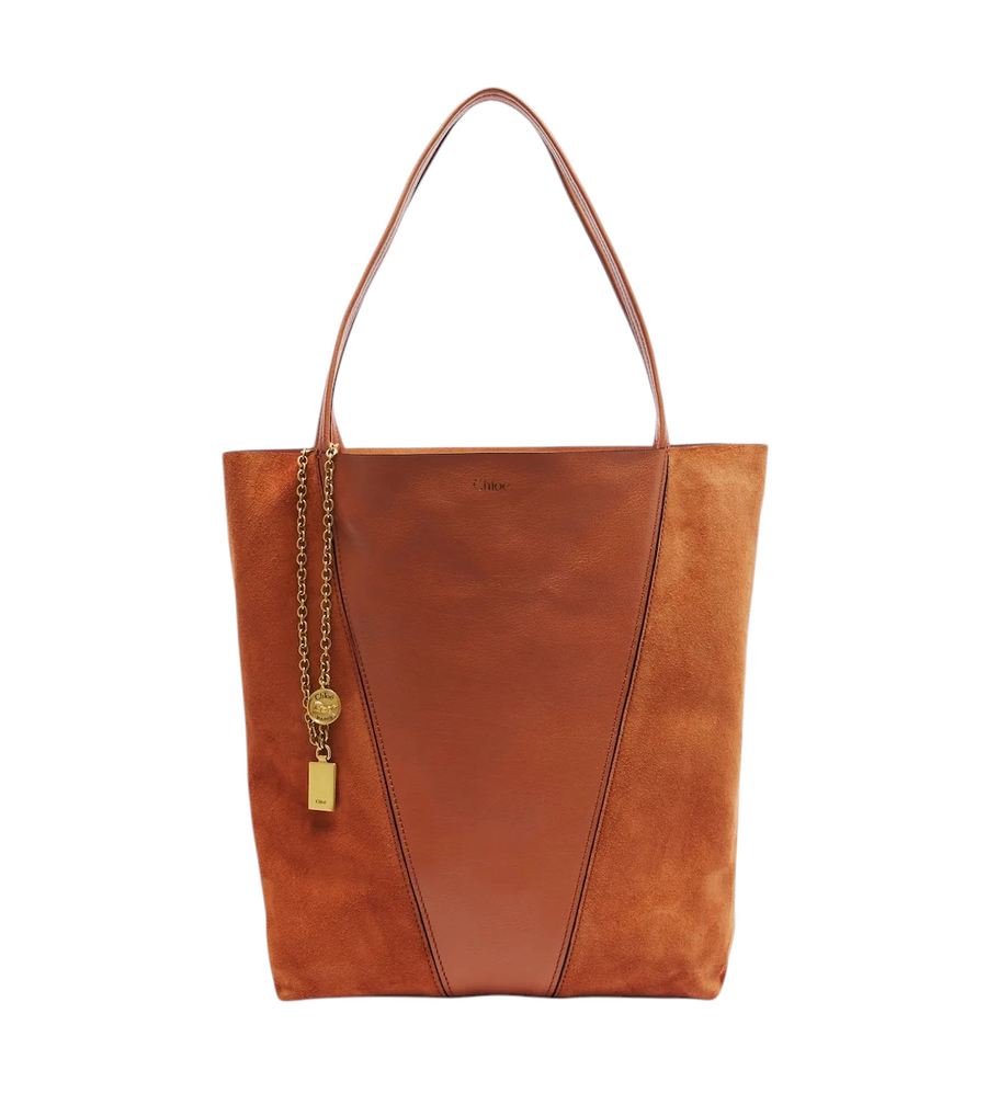 Chloé Spin Medium leather and suede tote bag
