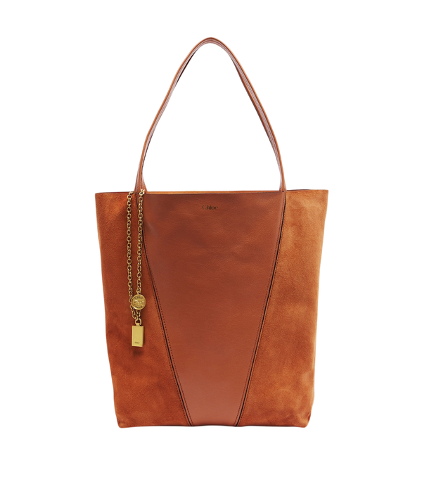 Chloé Spin Medium leather and suede tote bag