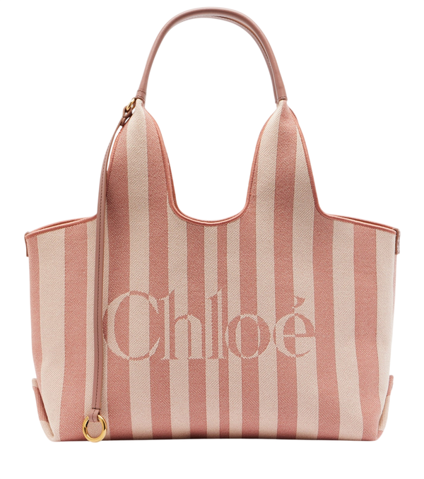Chloé Stripy Large logo canvas tote bag