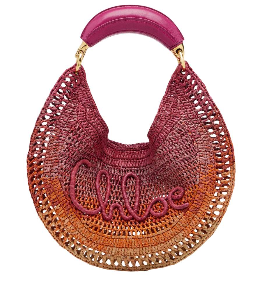 Sac porté épaule moyen Chloé Summer Banana en raphia