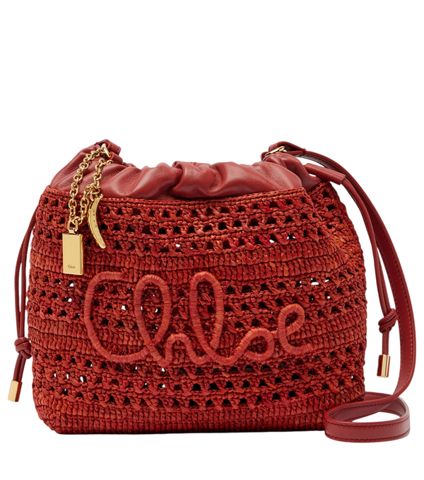 Chloé Summer Banana Mini raffia shoulder bag