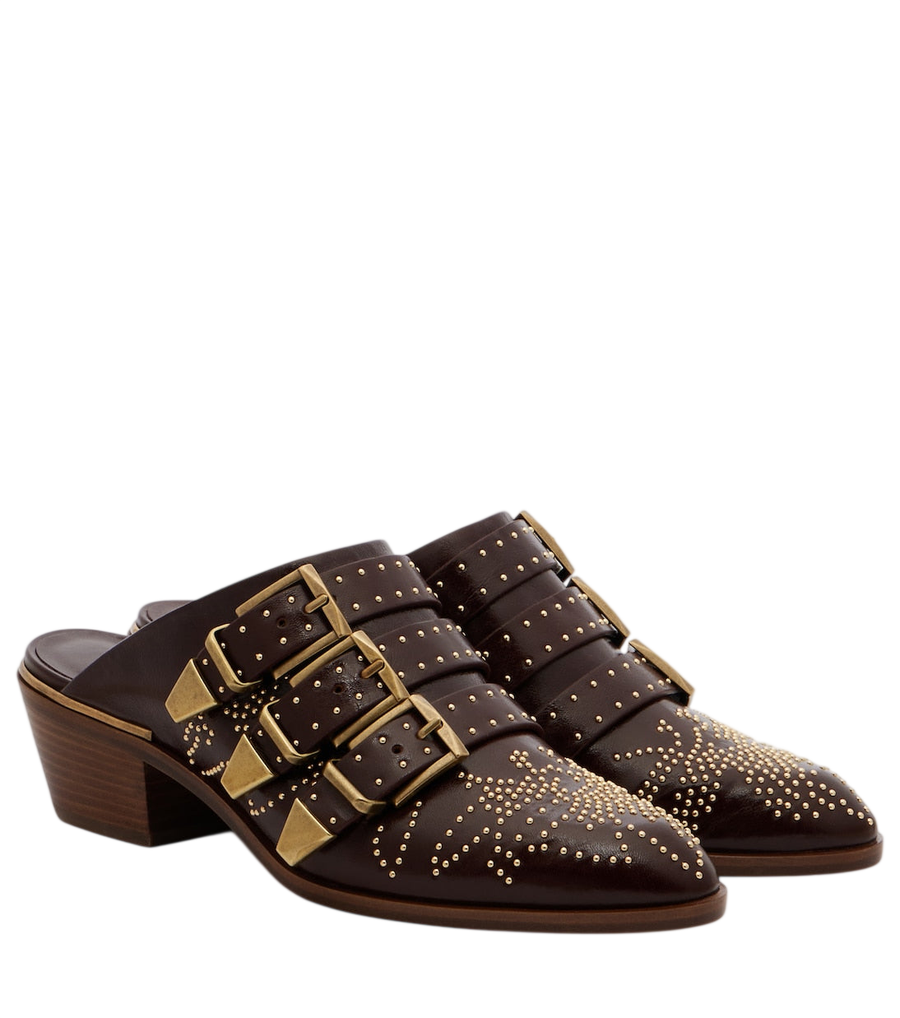 Chloé Mules de couro com tachas Susan