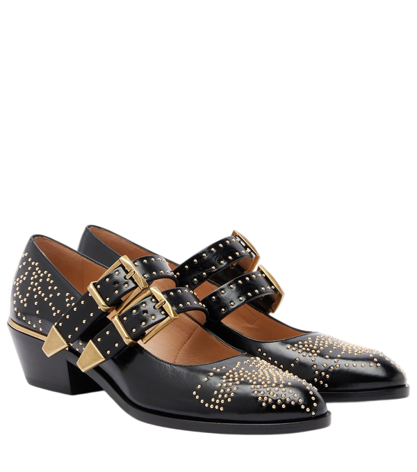 Chloé Susanna 40 sapatos Mary Jane de couro com tachas