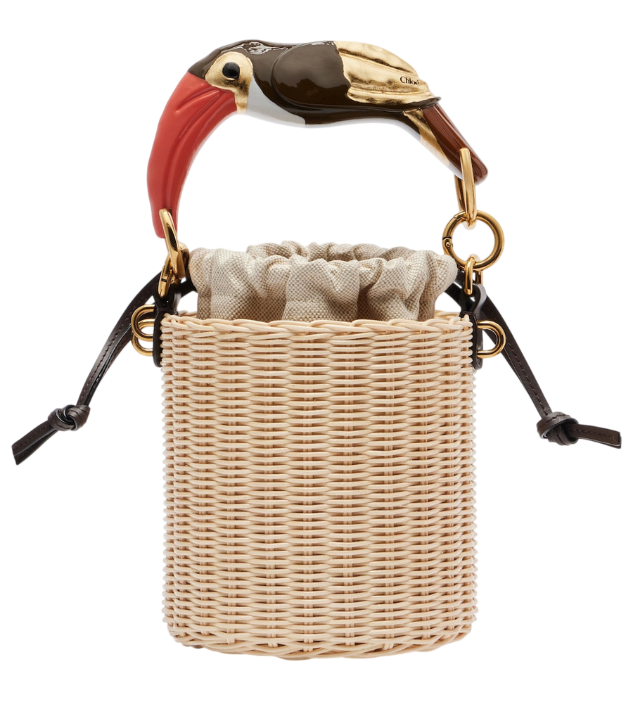 Bolso tipo cubo de mimbre Chloé Tropicus