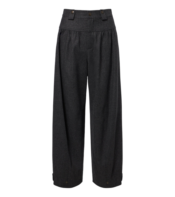 Pantalones de corte barril de franela de lana y cachemir Chloé