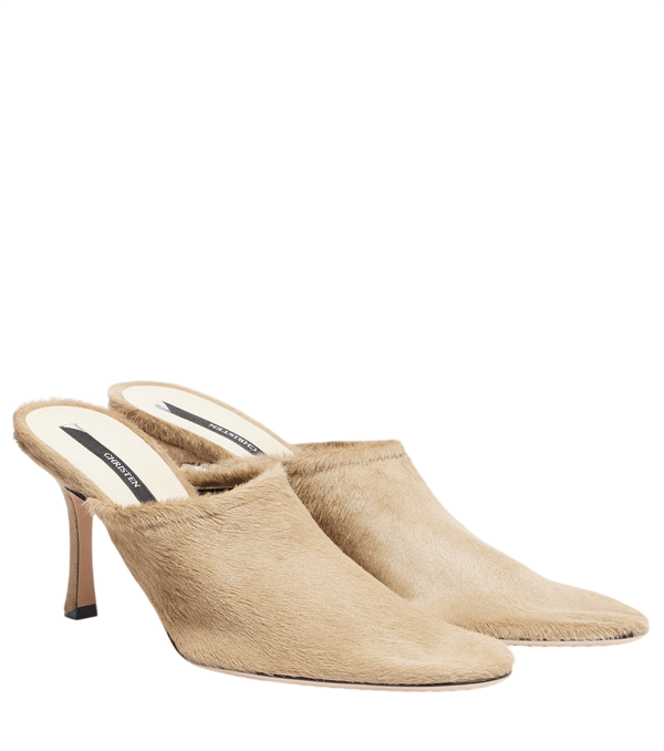 Christen Elipse 75 calf hair mules