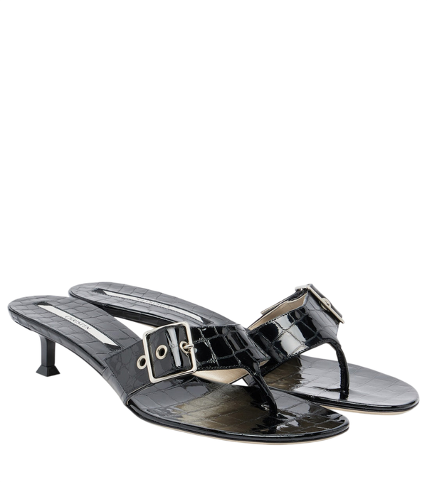 Christen Helix patent leather thong sandals