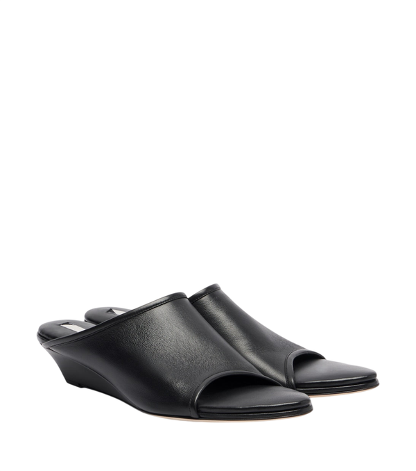 Christen Stretch leather wedge mules