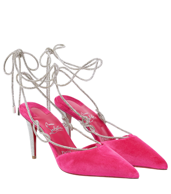 Christian Louboutin Décolleté in velluto Astrid Lace Strass 85