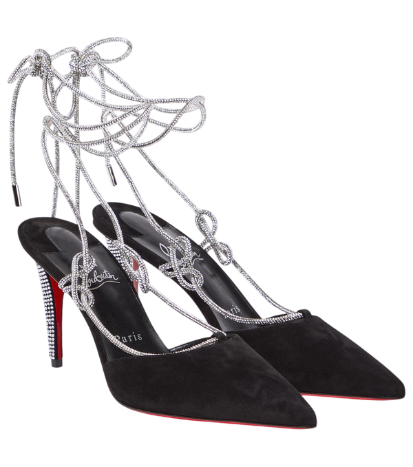 Christian Louboutin Astrid Lace Strassita 85 sapatos de camurça