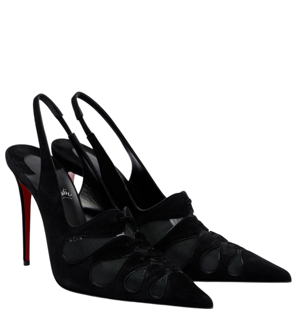 Christian Louboutin Sapatos de salto slingback Circus Max em camurça e malha