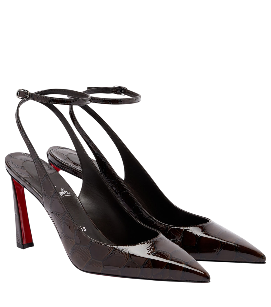 Christian Louboutin Condora 85 décolleté con cinturino posteriore effetto coccodrillo