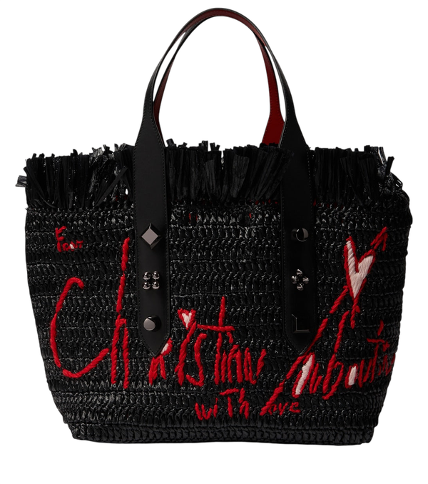 Christian Louboutin Frangibus Medium embroidered raffia tote bag