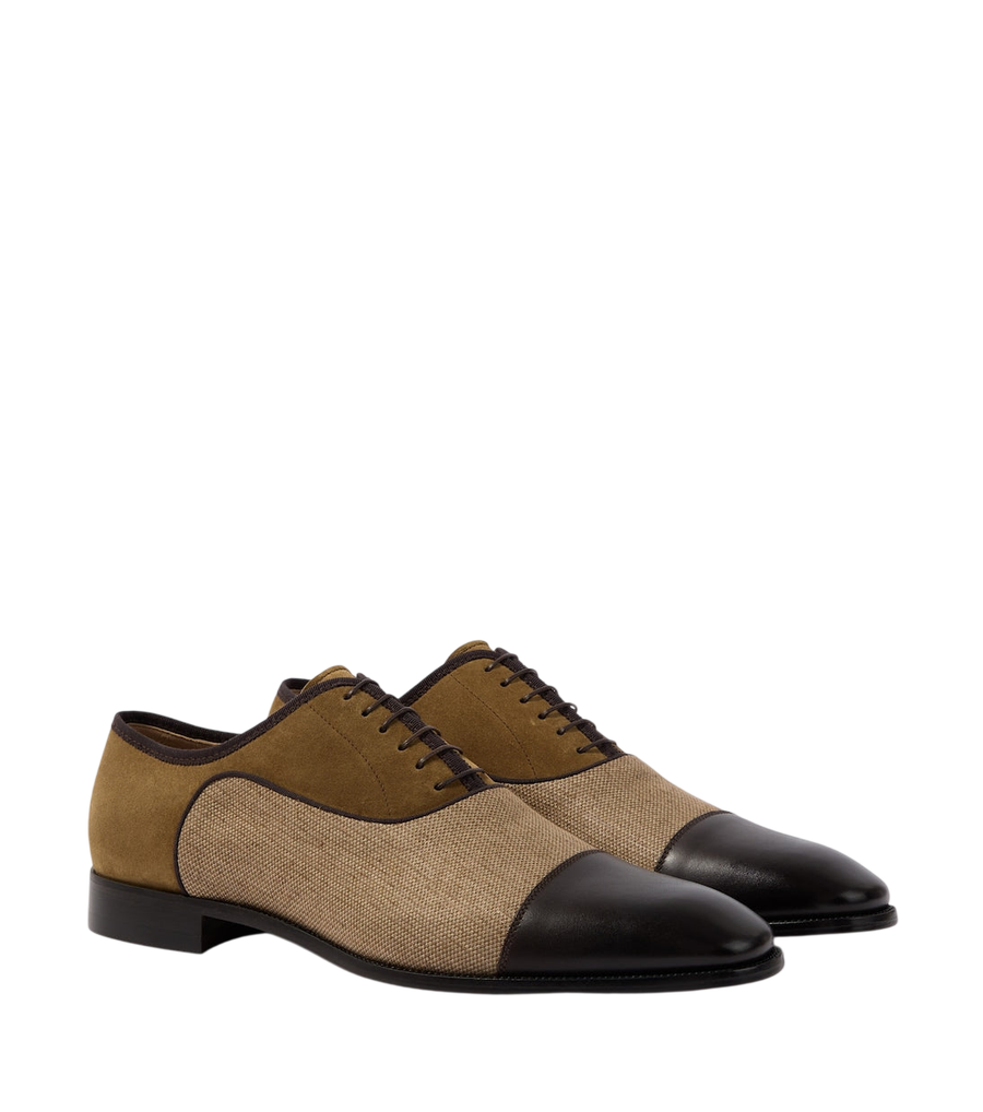 Christian Louboutin Greggory velvet, twill, and leather Oxford shoes