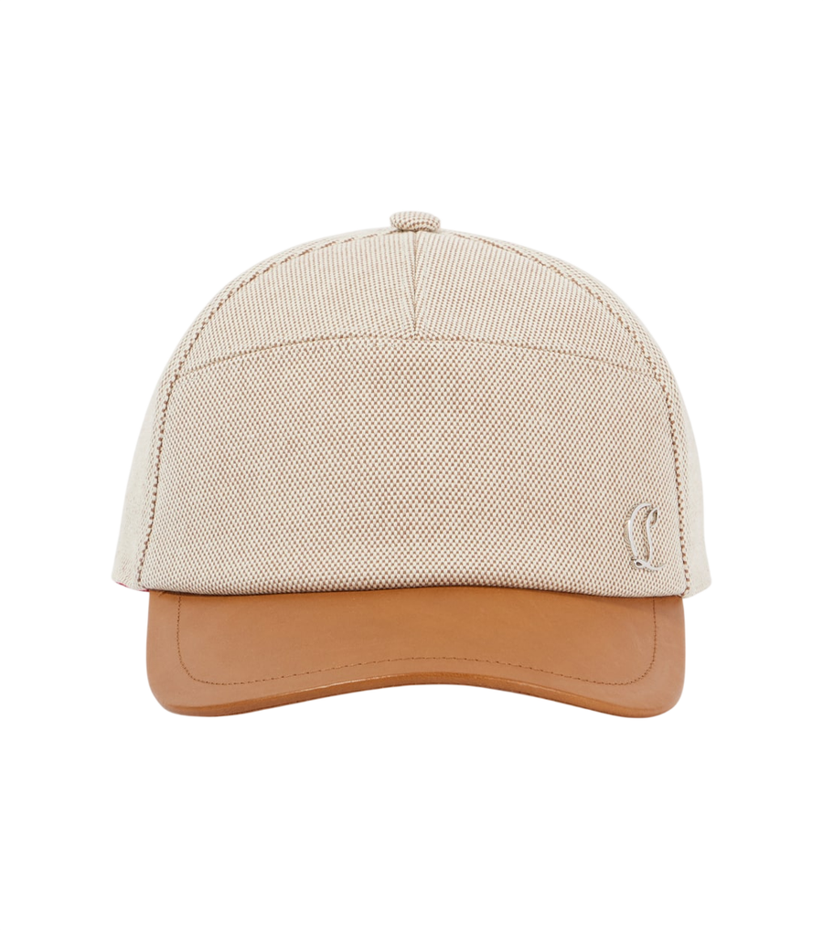 Christian Louboutin Leather-trimmed cotton baseball cap
