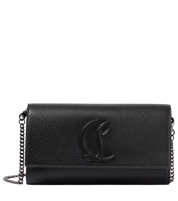 Portafoglio in pelle con catena Christian Louboutin con logo
