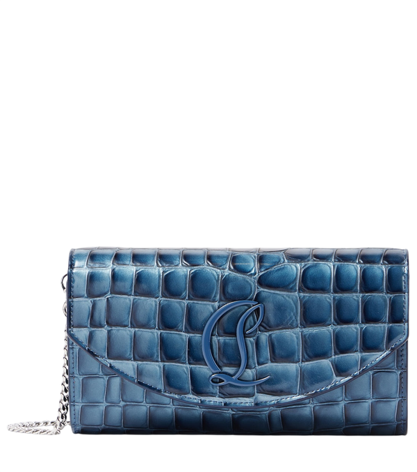 Christian Louboutin Portafoglio Loubi54 in pelle effetto coccodrillo con catena