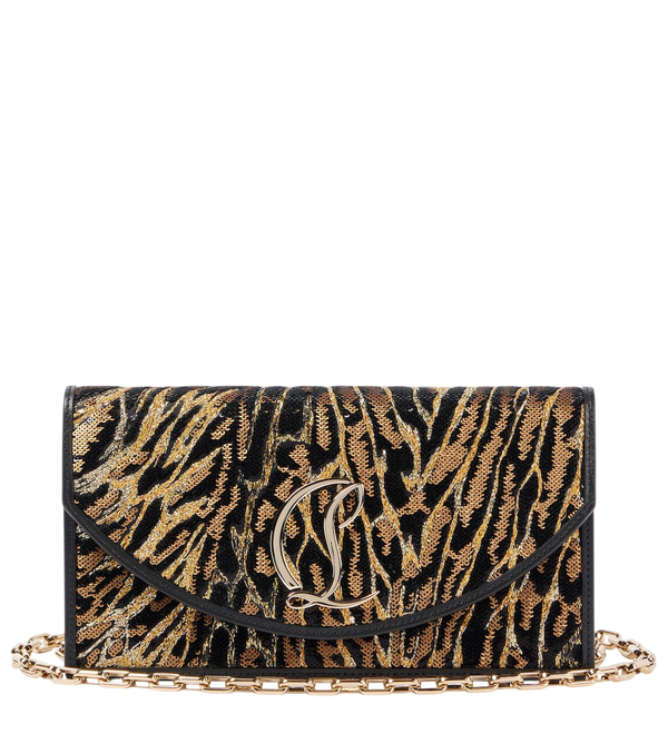 Clutch Loubi54 de satén crepé con estampado de leopardo de Christian Louboutin