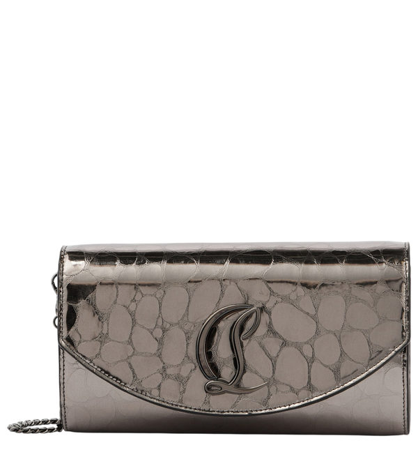 Portafoglio Loubi54 in pelle metallizzata con catena Christian Louboutin