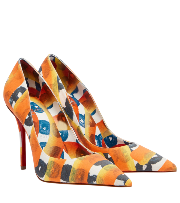 Christian Louboutin Décolleté Miss Z 100 in crêpe di raso stampato
