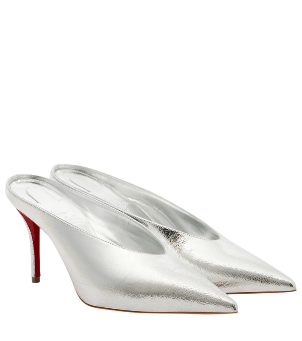 Christian Louboutin Miss Z 80 metallic leather mules