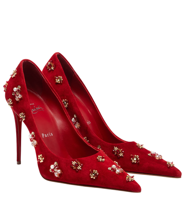Escarpins Christian Louboutin Mix Kate 100 en daim orné