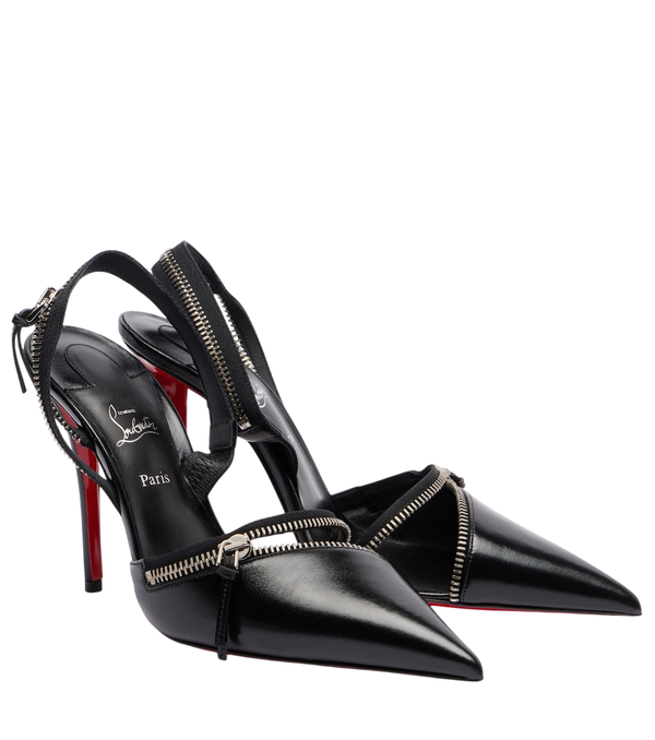 Christian Louboutin Slingyzip 100 leather slingback pumps