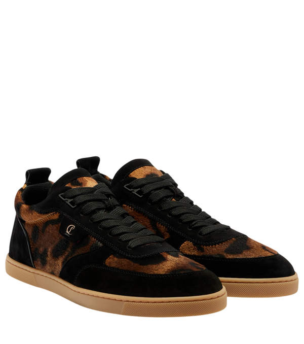 Christian Louboutin Suede-trimmed calf hair sneakers