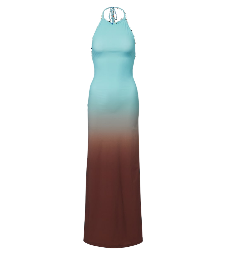 Vestido largo ombré Christopher Esber Beach Quartz adornado