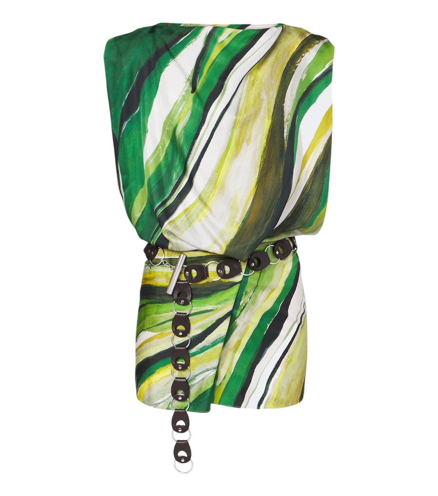 Mini-robe imprimée en soie à ceinture Christopher Esber