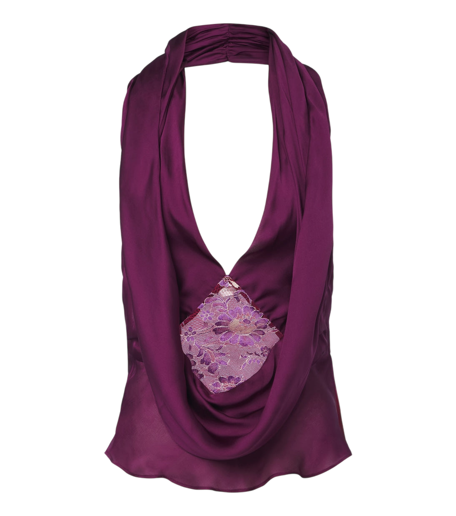 Christopher Esber Cesura lace-trimmed halterneck silk top