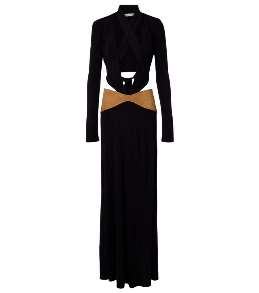 Christopher Esber Contour cutout suede-trimmed jersey gown