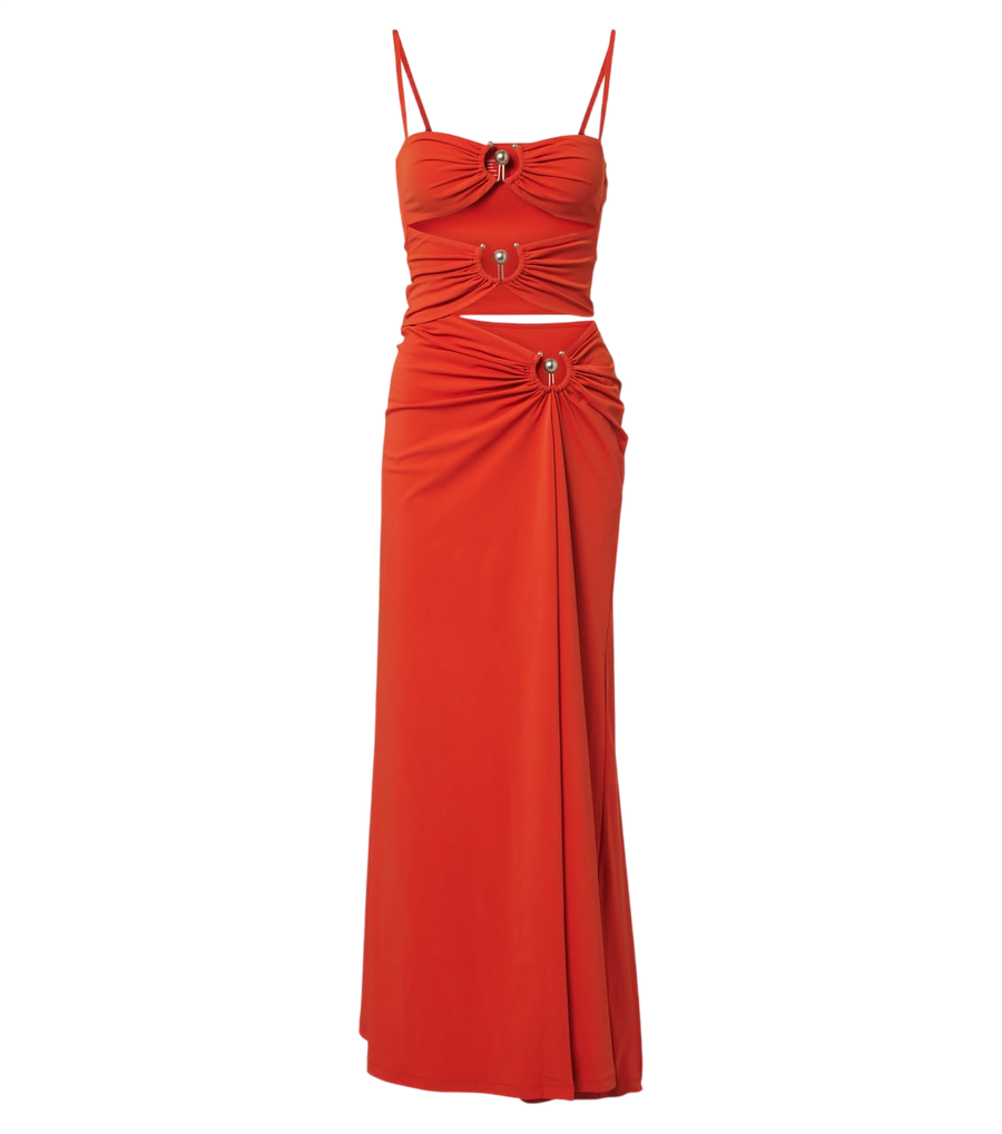 Christopher Esber Vestido comprido Orbit franzido com aberturas